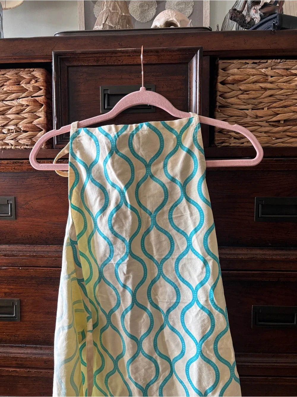 Blue Geometric Cotton Apron - Unbranded